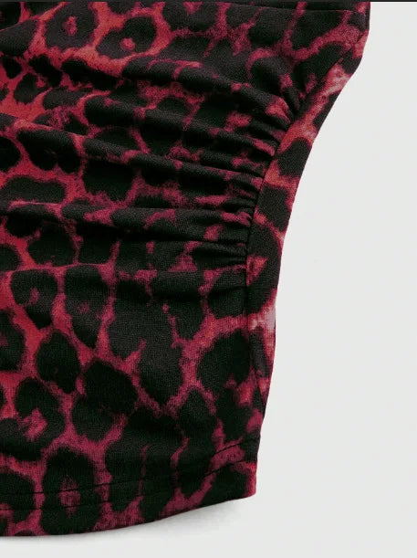 Top sans manches décontracté pour femmes, imprimé léopard rétro, dos nu, col halter, sexy, dos nu, à lacets, Ropa Para Mujer