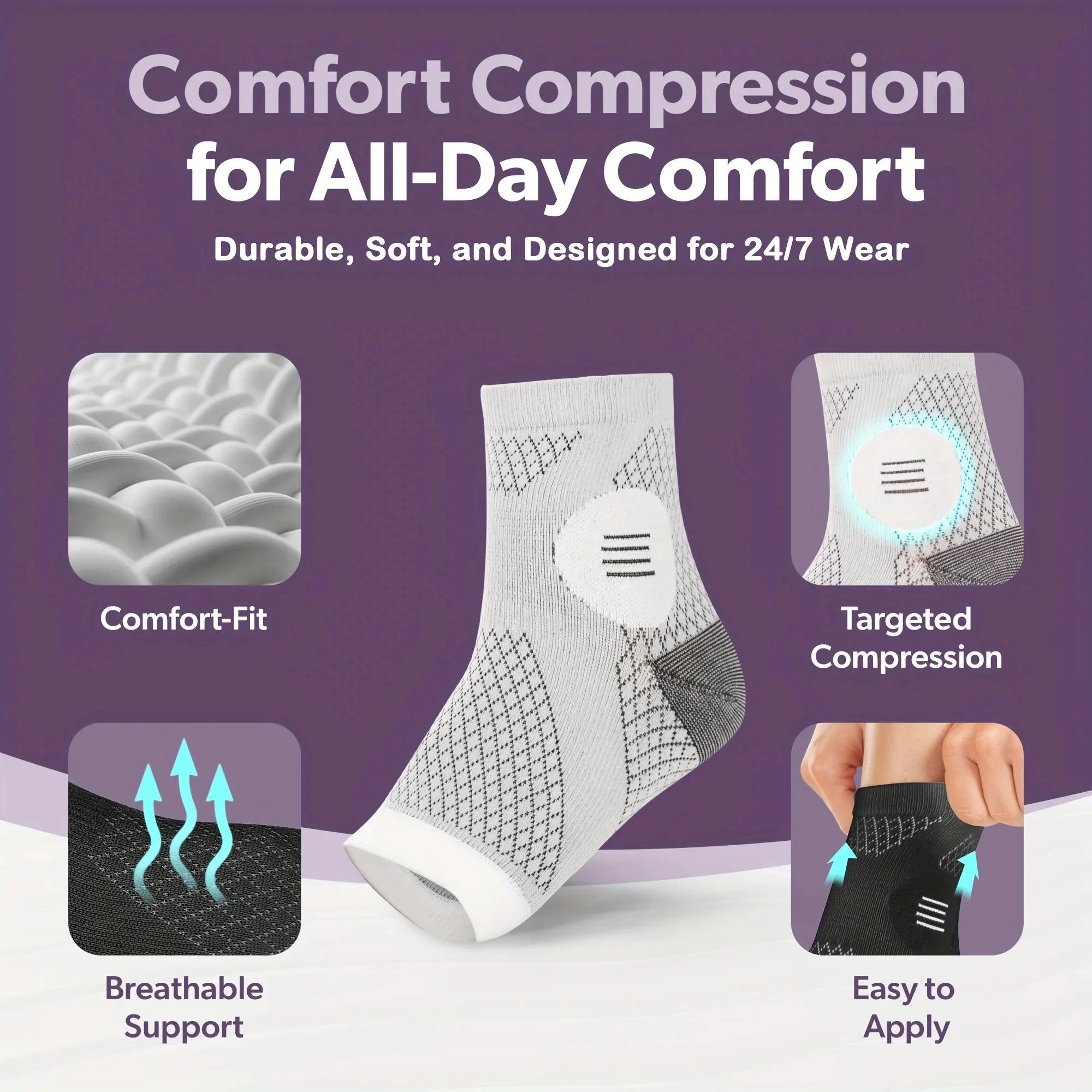 Chaussettes de Compression Fasciite Plantaire & Tendinite Achille – Soulagement Talon & Gonflement