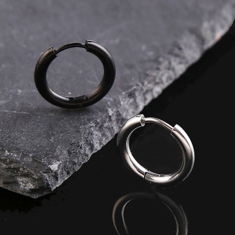 8-20mm Simple Stainless Steel Small Hoop Earrings for Women Men Minimal Gold Silver Black Color Huggie Hoops Jewelry Accessories