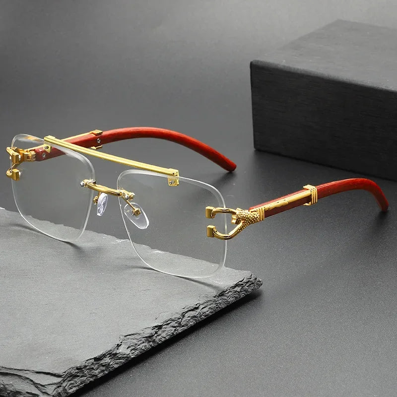Fashion Rimless Luxury Brand Pilot Sunglasses Men Square Driving Eyewear Women Outdoor Driving Eyeglasses Sun Sunglasses