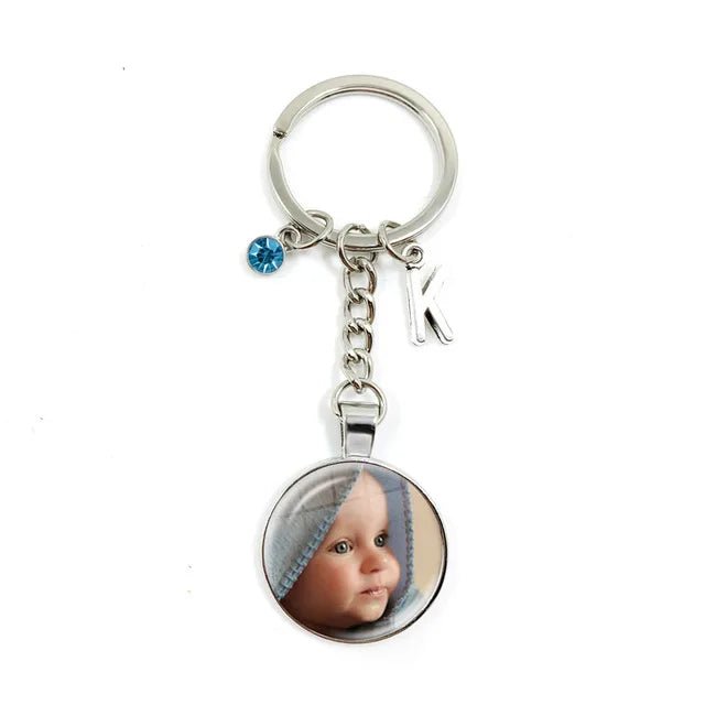 Personalized Custom Keychain Birthstone 26 Letters Photo Mum Dad Baby Children Grandpa Parents Pendant Keyholder Keyring Gift