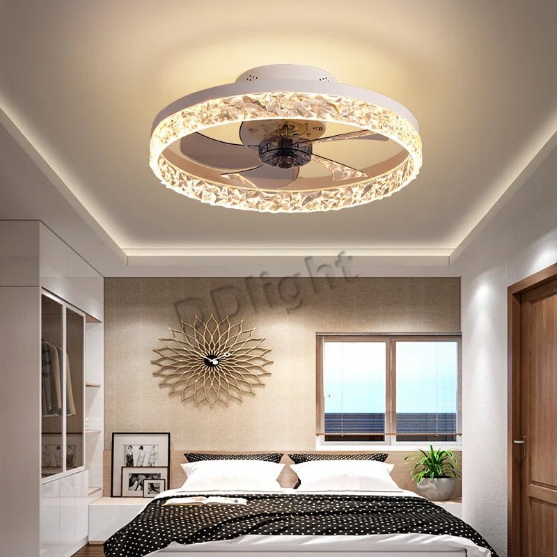 Ventilateur Plafonnier LED Intelligent avec Télécommande – Dimmable, Décor Chambre & Salon | Smart Fan