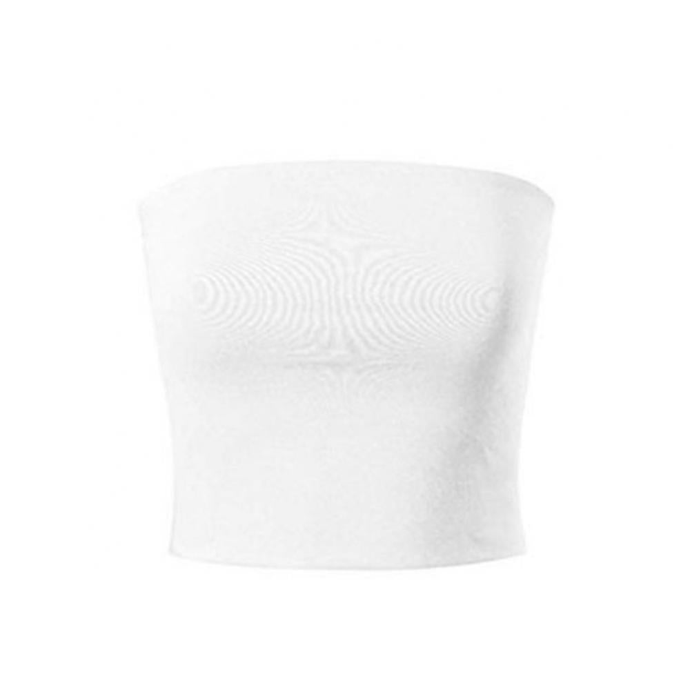 Club Bar Women Sexy Solid Color Vest Strapless Cropped Mini Bustier Slim Elastic Tube Top