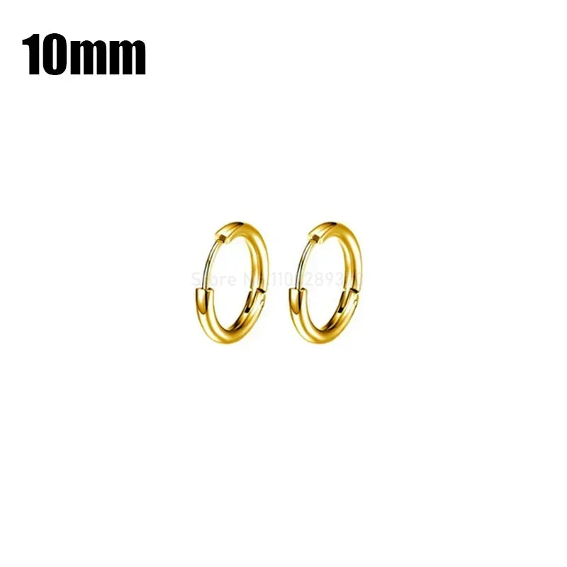 8-20mm Simple Stainless Steel Small Hoop Earrings for Women Men Minimal Gold Silver Black Color Huggie Hoops Jewelry Accessories