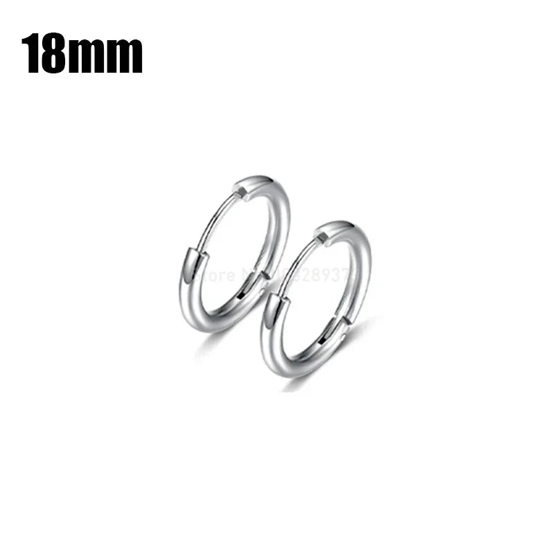 8-20mm Simple Stainless Steel Small Hoop Earrings for Women Men Minimal Gold Silver Black Color Huggie Hoops Jewelry Accessories