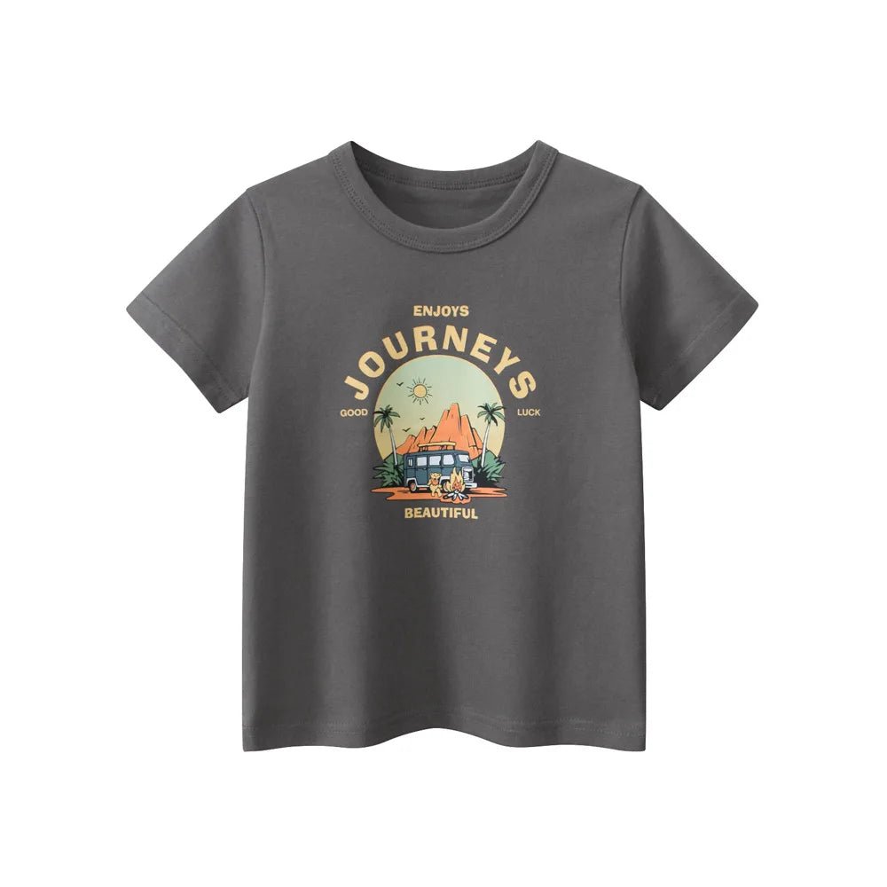 2025 Children Cartoon T-Shirts Cute Clothes for Boy 100% Cotton Bear Dinosaur Kids Girls Short Sleeve Casual Sport Top Tees