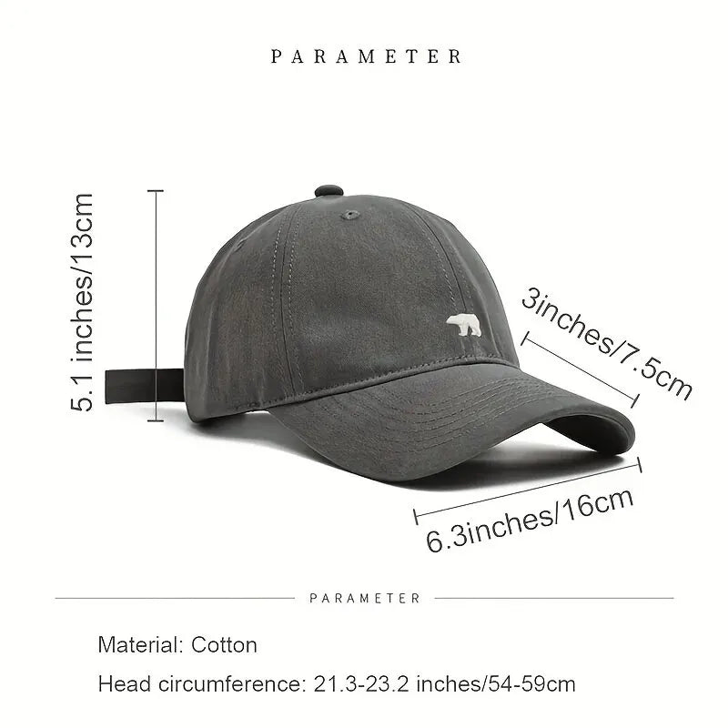 Casquette Baseball Ours Brodé – Protection Solaire, Respirante & Réglable, Unisexe