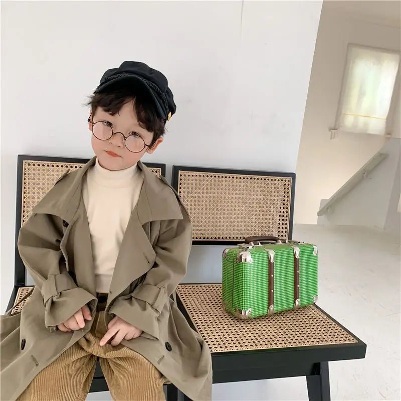2-7Y Children's Trench Coat Spring Autumn Boys Girls Jacket Overcoat Long Sleeve Turn-Down Collar Windbreaker Top Kids Clothes