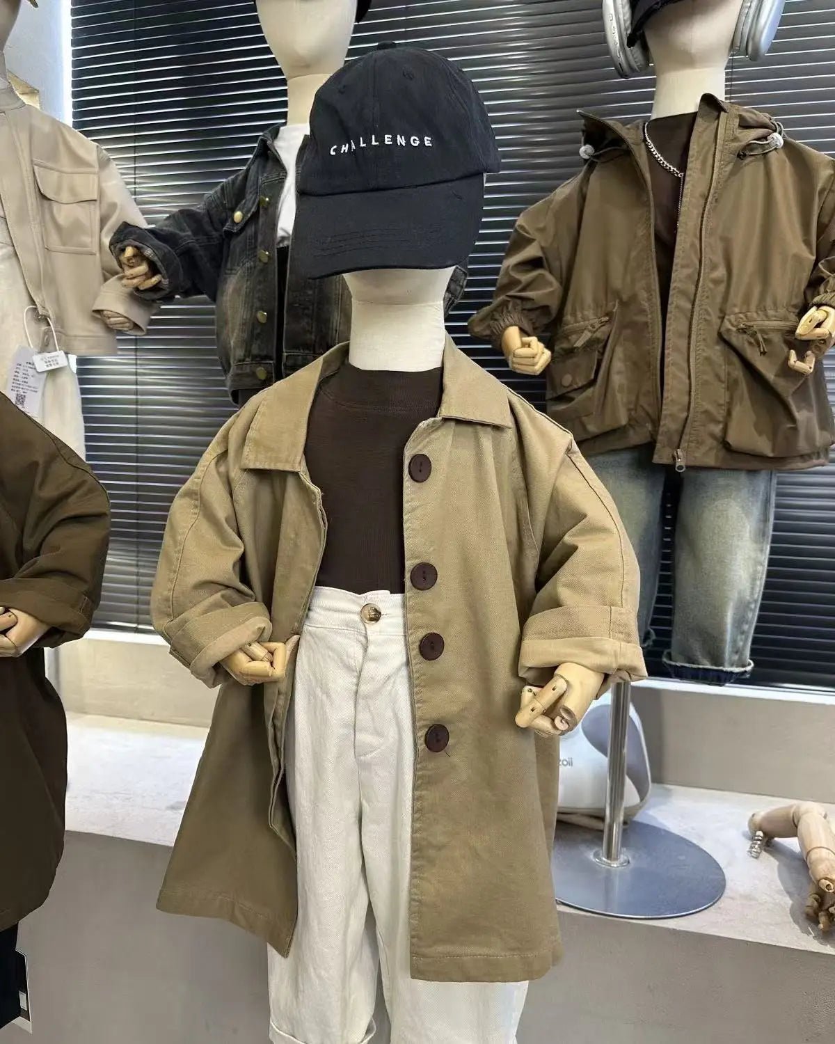 Spring Fall New Boys Girls Solid Color Casual Trench Coat Children Fashion Mid-Length Windbreaker Kids Single Breasted Clothes