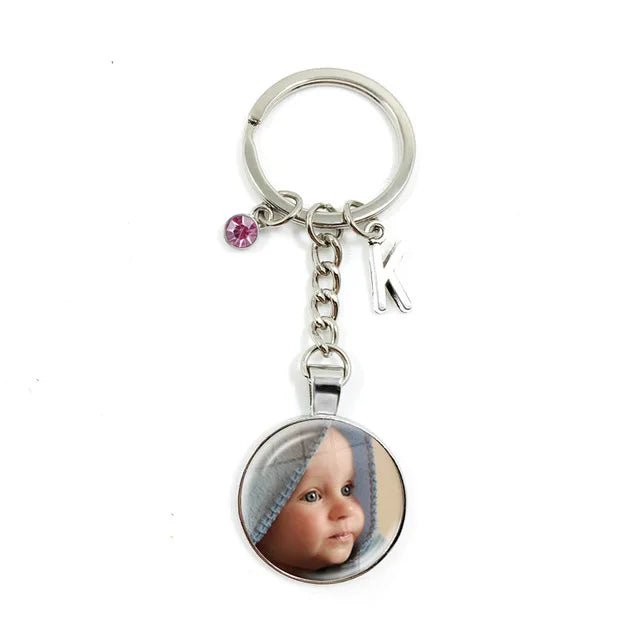 Personalized Custom Keychain Birthstone 26 Letters Photo Mum Dad Baby Children Grandpa Parents Pendant Keyholder Keyring Gift