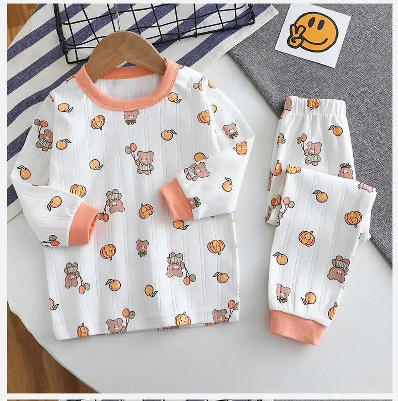 Children Home Clothing Set Christmas Patterned Cotton Pajamas Boys and Girls Long Sleeved Underwear Suit Baby Clothes