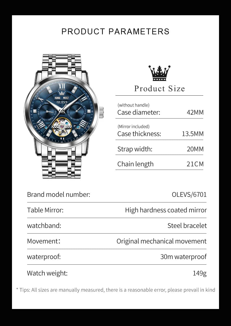 OLEVS montres pour hommes Skeketon volant automatique mécanique montre-bracelet originale pour homme étanche lumineux calendrier perpétuel