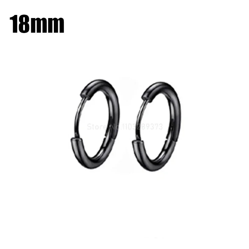 8-20mm Simple Stainless Steel Small Hoop Earrings for Women Men Minimal Gold Silver Black Color Huggie Hoops Jewelry Accessories