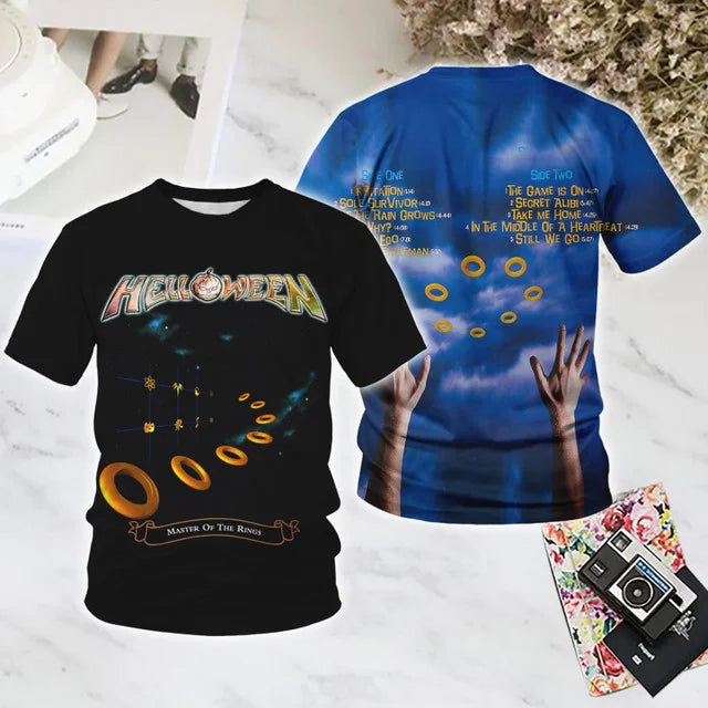 Classic Rock Helloween T-shirts Male 3D Print Men Women Hip Hop Trend Short Sleeve TShirt Street Loose Casual Oversized Y2k Tops