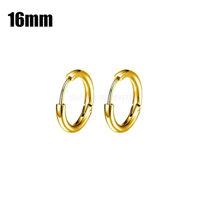 8-20mm Simple Stainless Steel Small Hoop Earrings for Women Men Minimal Gold Silver Black Color Huggie Hoops Jewelry Accessories