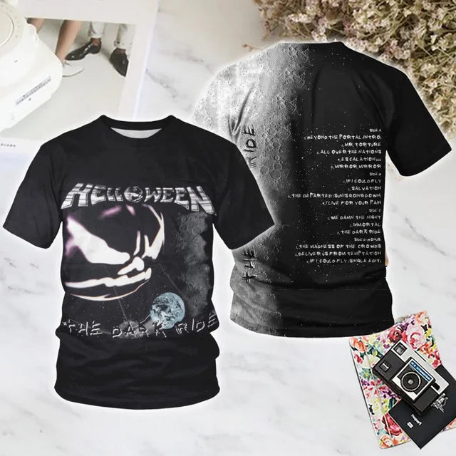 Classic Rock Helloween T-shirts Male 3D Print Men Women Hip Hop Trend Short Sleeve TShirt Street Loose Casual Oversized Y2k Tops