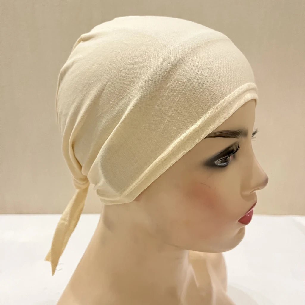 H048 Plain Cotton tie back hats Muslim Turban Pure Color Stretch Inner Hijabs underscarf Women Head Scarf Under Hijab Bonnet