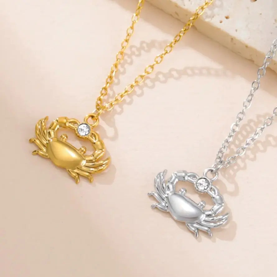 Unift Boho Ocean Style Sea Crab Necklace for Women Stainless Steel Gold Color Aesthetic Fashion Beach Summer Jewelry Gift New