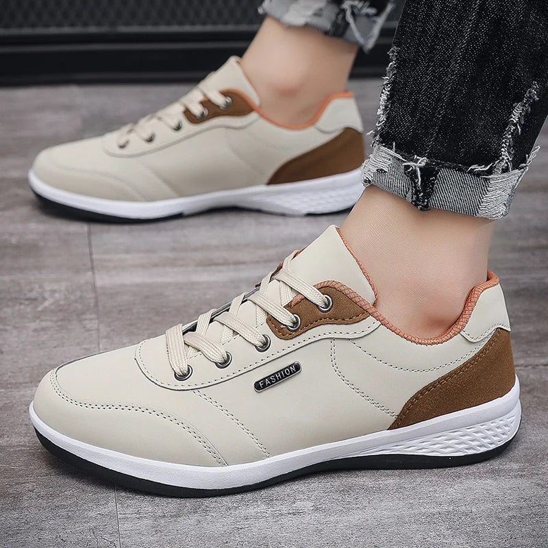 YRZL Men's Shoes Spring Autumn Waterproof Walking Sneakers Leisure Male Leather Sports Shoes Non-Slip Footwear Tennis for Men