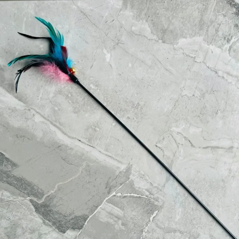 Canne à Pêche Plumes & Clochette pour Chat & Chaton – Jouet Interactif 50cm