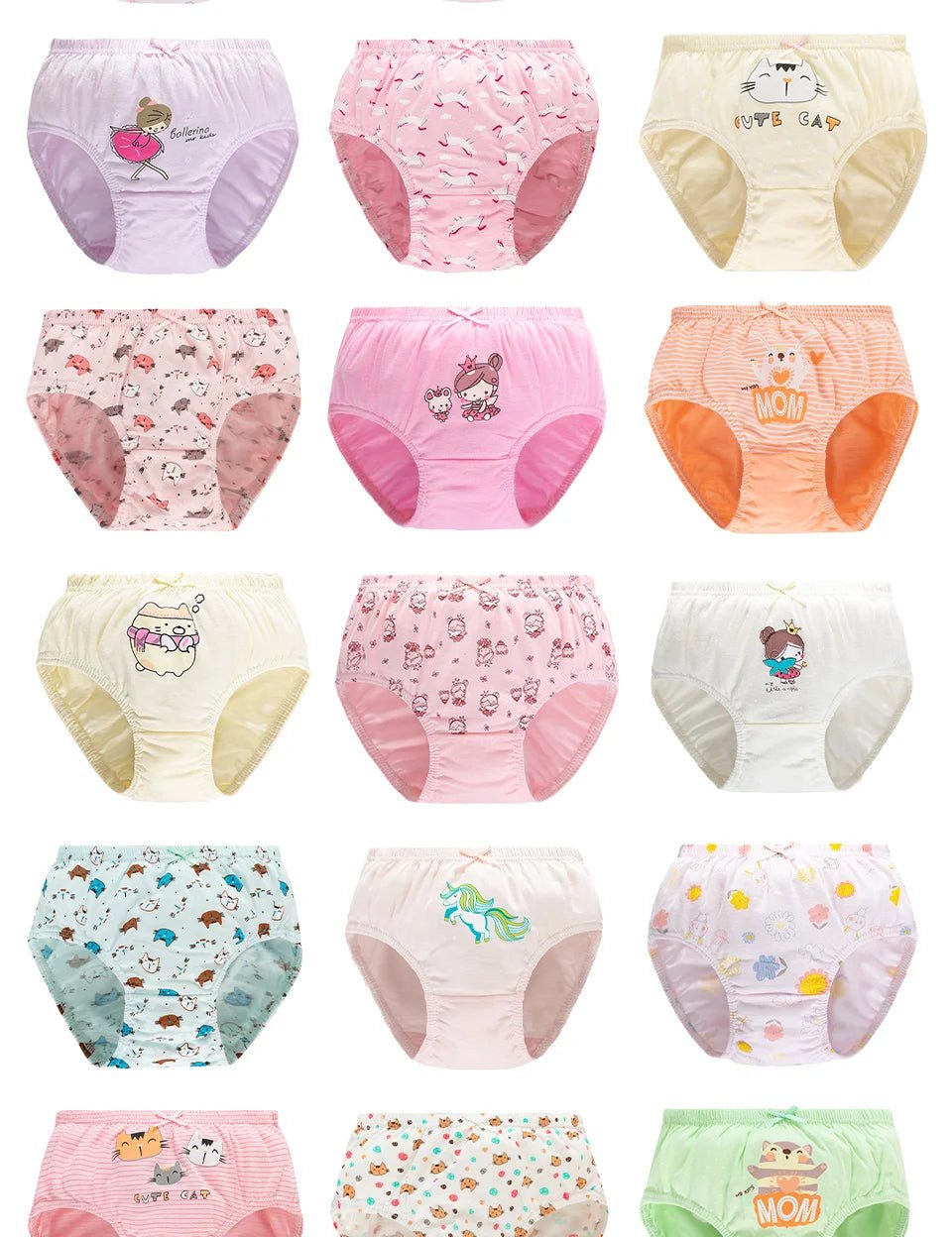 3Pcs/Lot Children Triangle Underwear High Quality Cotton Washable Girls Briefs Cute Cat Cartoon Kids Panties For Girl 3-14 Years