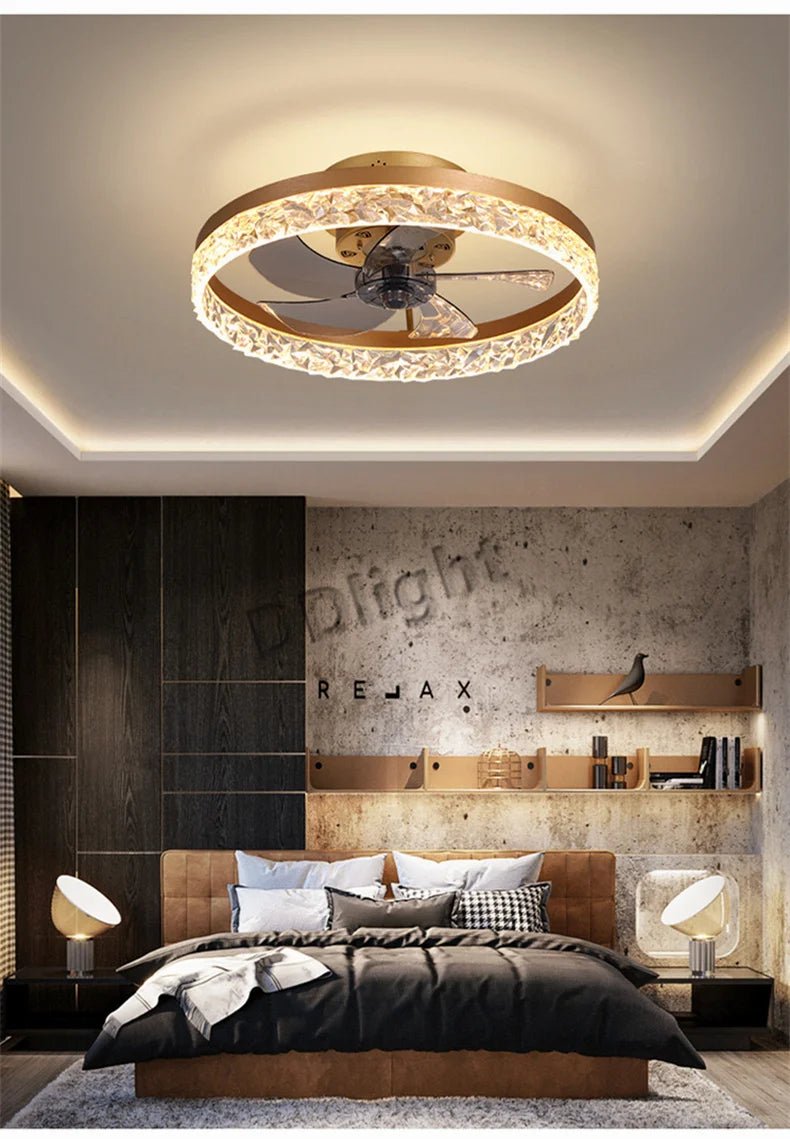 Ventilateur Plafonnier LED Intelligent avec Télécommande – Dimmable, Décor Chambre & Salon | Smart Fan