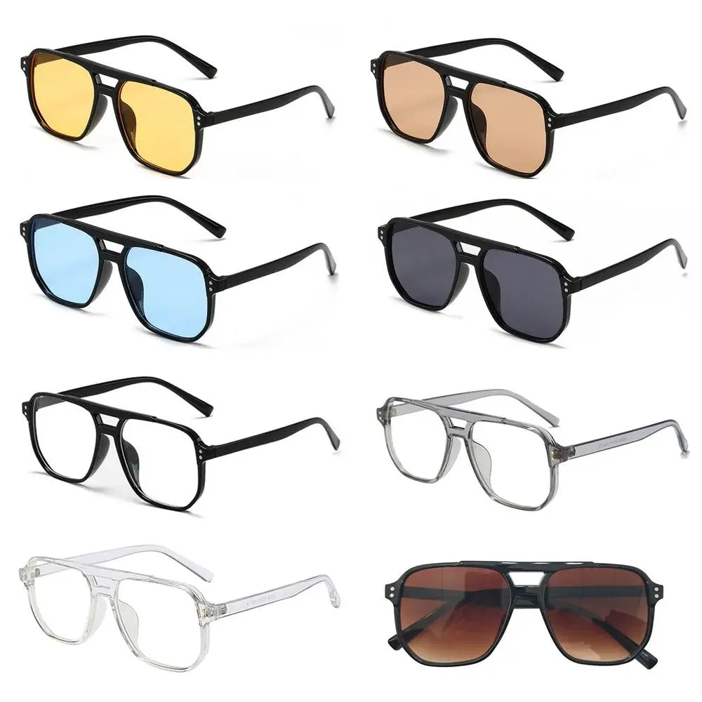 Punk Square Frame Sunglasses Anti-UV Travel Accessories Retro Sunglasses Beach Eye Protection Black Shades Glasses for Women and Men