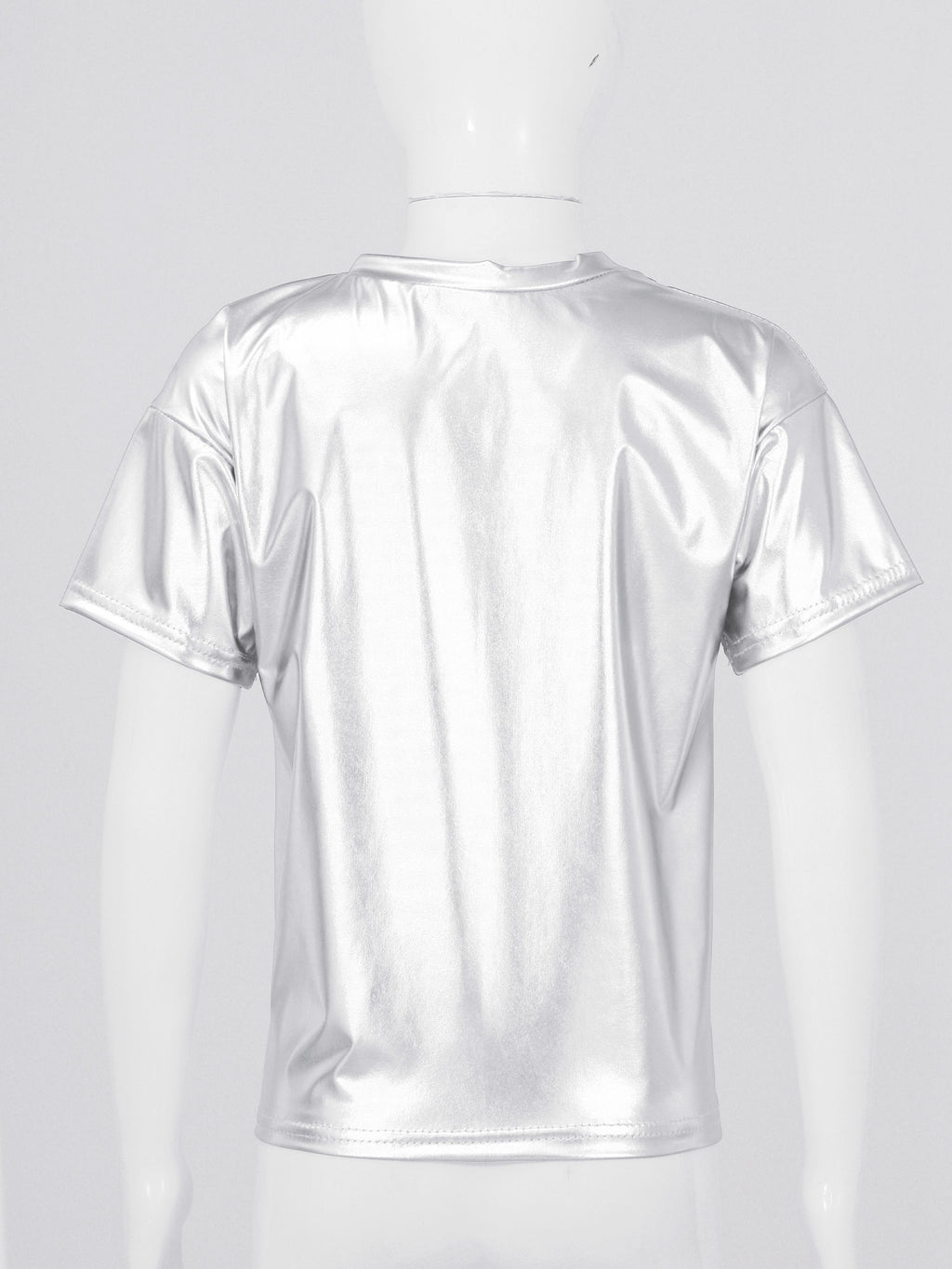 Children T-Shirt Shiny Metallic Short Sleeve Clothes Girl Boys Kids T-Shirt Hip Hop Jazz Dance Costume Top Performance Dancewear
