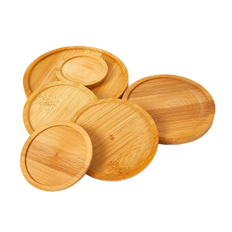 1Pc 6-12cm Bamboo Tray Bonsai Holder Round Plant Stand for Succulent Pot Wood Flower Pot Holder Garden Tools
