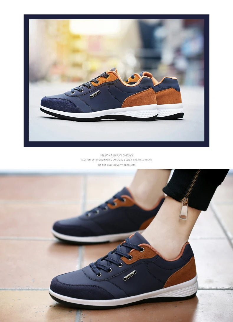 YRZL Men's Shoes Spring Autumn Waterproof Walking Sneakers Leisure Male Leather Sports Shoes Non-Slip Footwear Tennis for Men