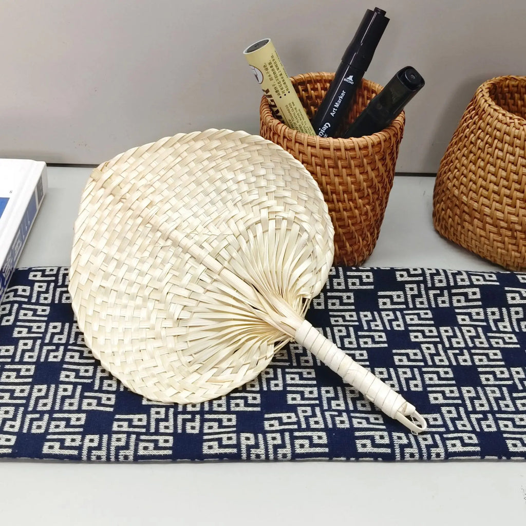 Éventail Bambou Tressé À La Main – Style Bohème | Plage, Mariage & Déco | 30x39cm