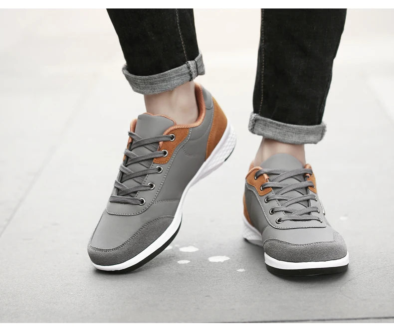 YRZL Men's Shoes Spring Autumn Waterproof Walking Sneakers Leisure Male Leather Sports Shoes Non-Slip Footwear Tennis for Men