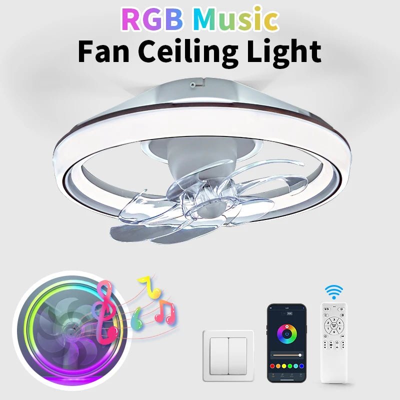 Ventilateur Plafonnier LED RGB 7 Pales – Bluetooth, Télécommande & Musique | BENEWTON
