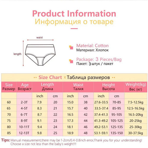 3Pcs/Lot Children Triangle Underwear High Quality Cotton Washable Girls Briefs Cute Cat Cartoon Kids Panties For Girl 3-14 Years