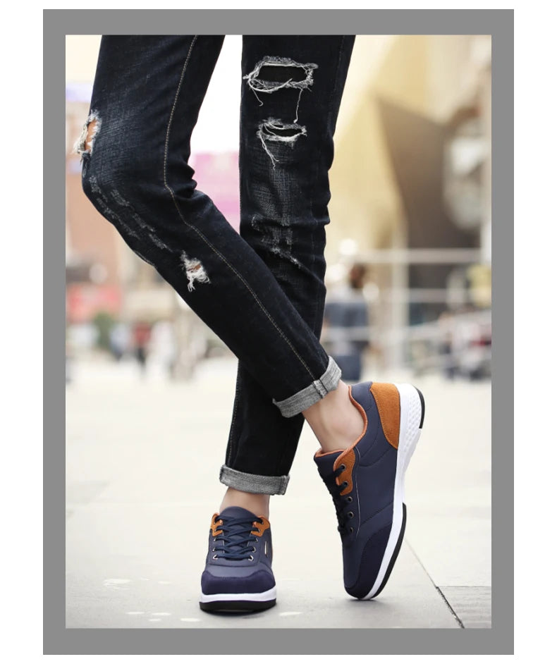 YRZL Men's Shoes Spring Autumn Waterproof Walking Sneakers Leisure Male Leather Sports Shoes Non-Slip Footwear Tennis for Men