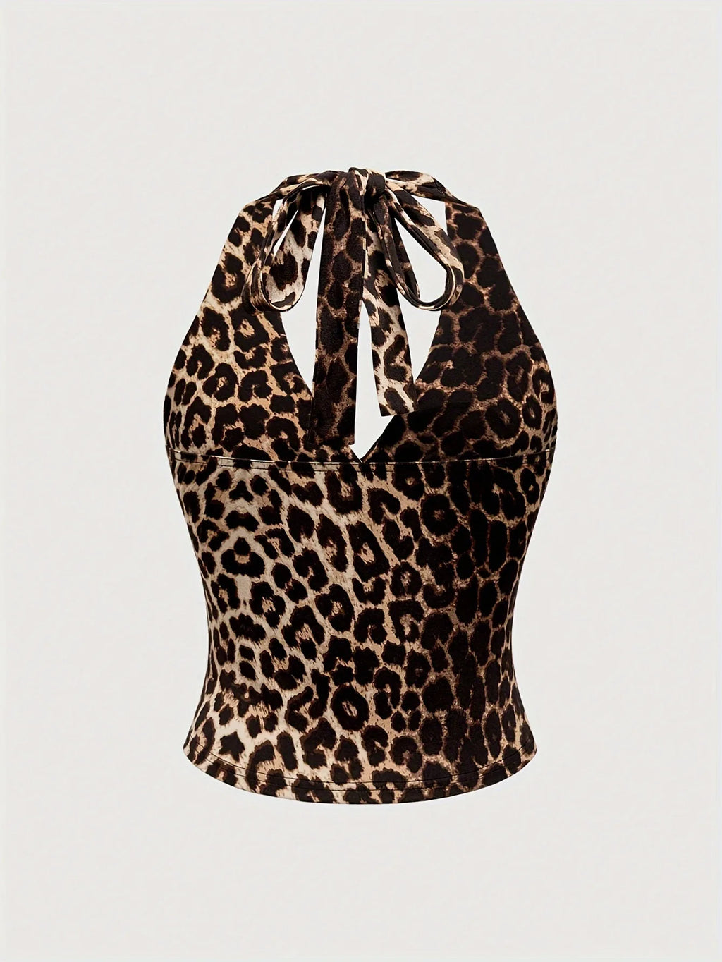 Top sans manches décontracté pour femmes, imprimé léopard rétro, dos nu, col halter, sexy, dos nu, à lacets, Ropa Para Mujer