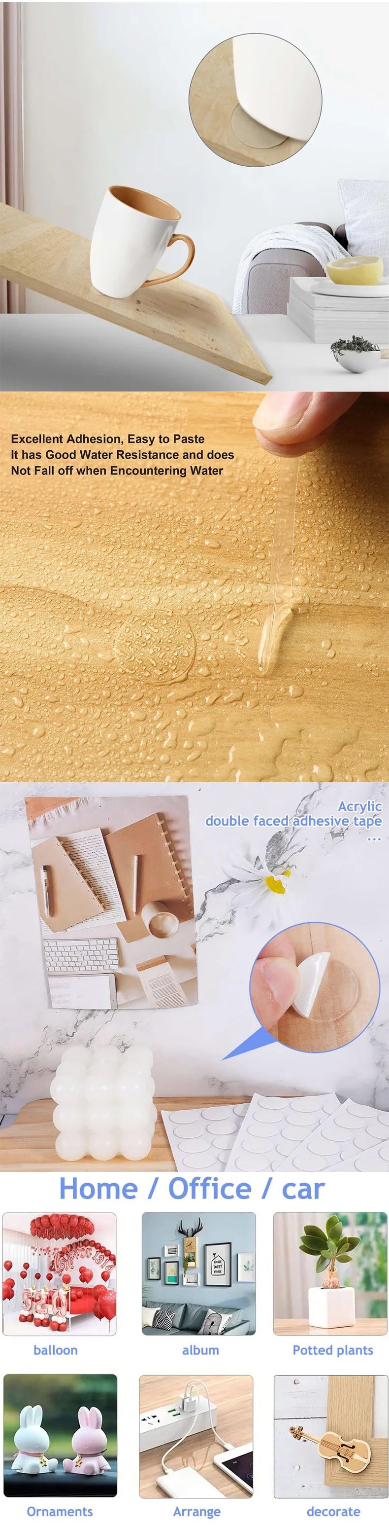 60-100 Dots Double Sided Adhesive Poster Clear Glue Point Tape Round No Traces Strong Adhesive Sticker Waterproof For Craft DIY