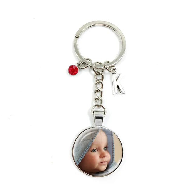 Personalized Custom Keychain Birthstone 26 Letters Photo Mum Dad Baby Children Grandpa Parents Pendant Keyholder Keyring Gift
