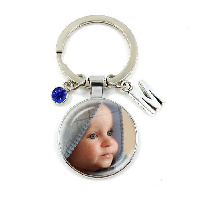 Personalized Custom Keychain Birthstone 26 Letters Photo Mum Dad Baby Children Grandpa Parents Pendant Keyholder Keyring Gift