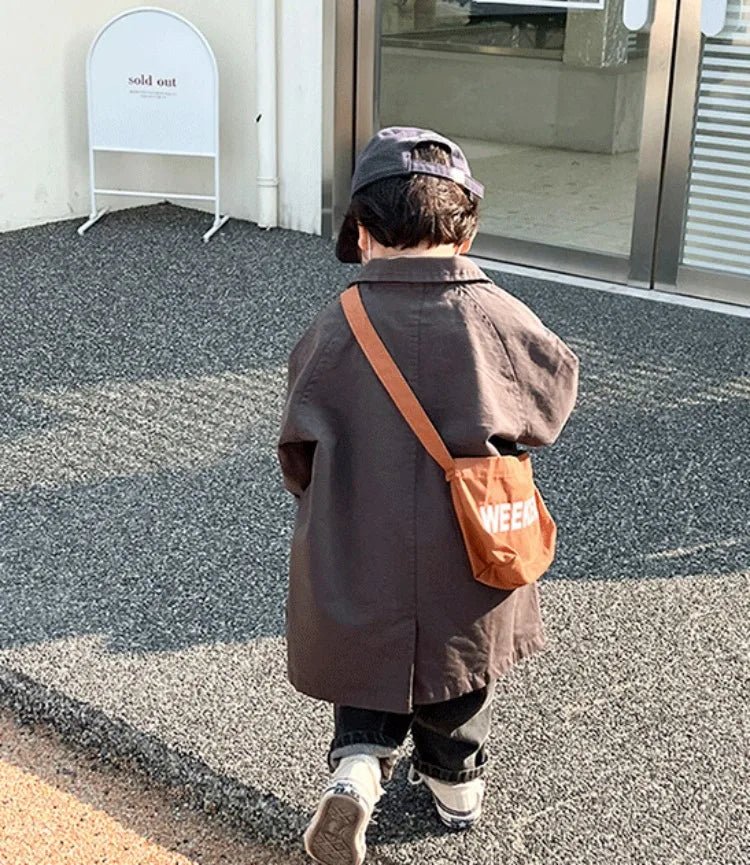 All Season Kids' Cotton Trench Coat Korean Style Unisex Mid Length Versatile Casual Top for Boys Girls