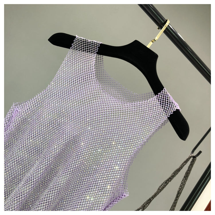 Débardeur brillant avec perles de cristal, Club de fête, Sexy, ajouré, diamants estampage, Camis Winky, gilet sans manches
