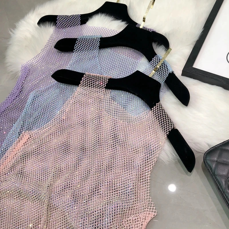 Débardeur brillant avec perles de cristal, Club de fête, Sexy, ajouré, diamants estampage, Camis Winky, gilet sans manches