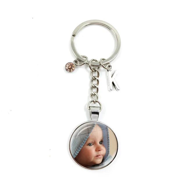 Personalized Custom Keychain Birthstone 26 Letters Photo Mum Dad Baby Children Grandpa Parents Pendant Keyholder Keyring Gift