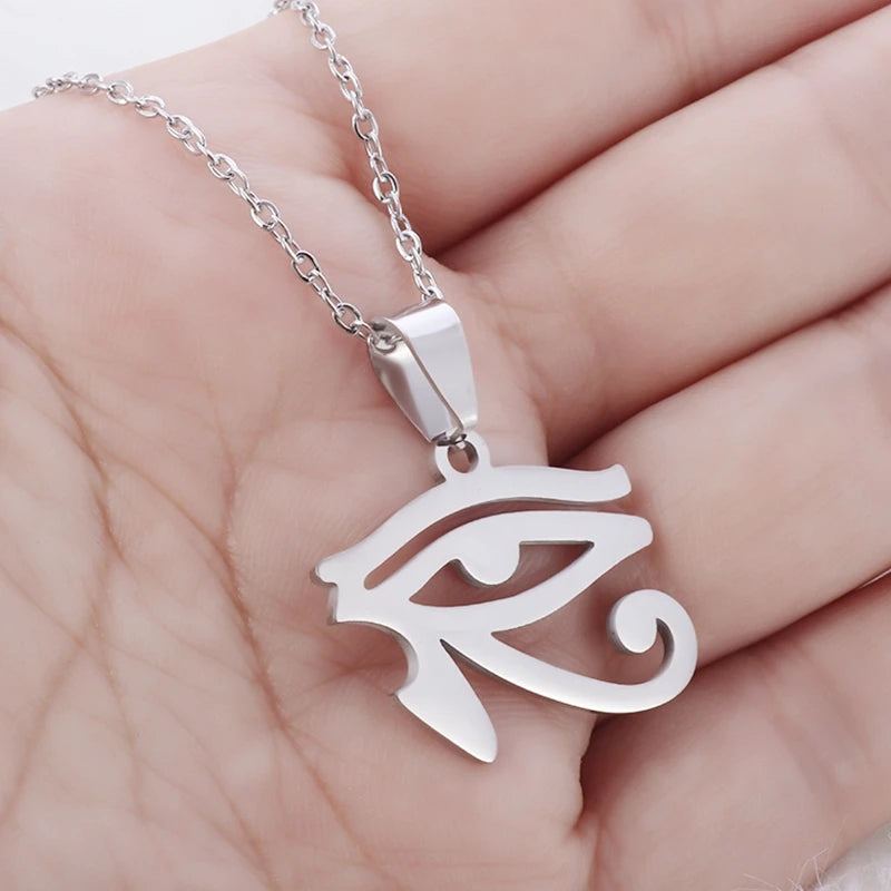 Ancient Egyptian Pharaoh Life Anka Cross Stainless Steel Necklace Anubis Totem Pendant Men\'s Amulet Jewelry Leather Rope Chain