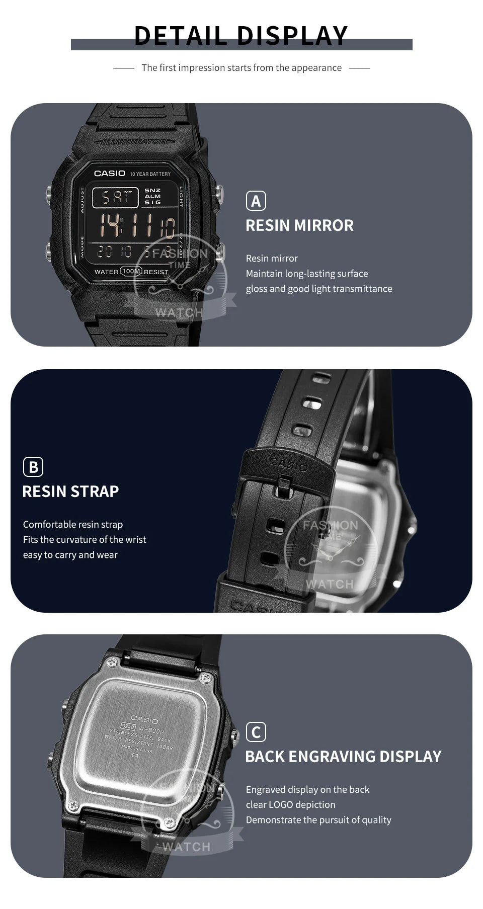 Casio G-Shock Watch Men Top Luxury Set Military 10-Year Battery Life Digital Sport Quartz Men Watch Relogio W-800H