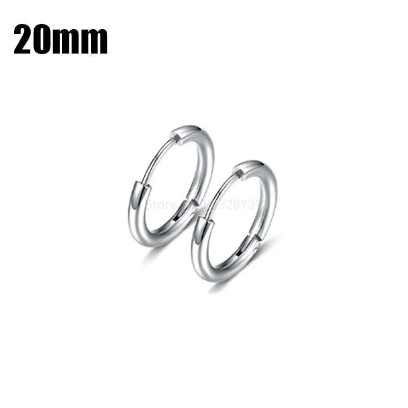 8-20mm Simple Stainless Steel Small Hoop Earrings for Women Men Minimal Gold Silver Black Color Huggie Hoops Jewelry Accessories