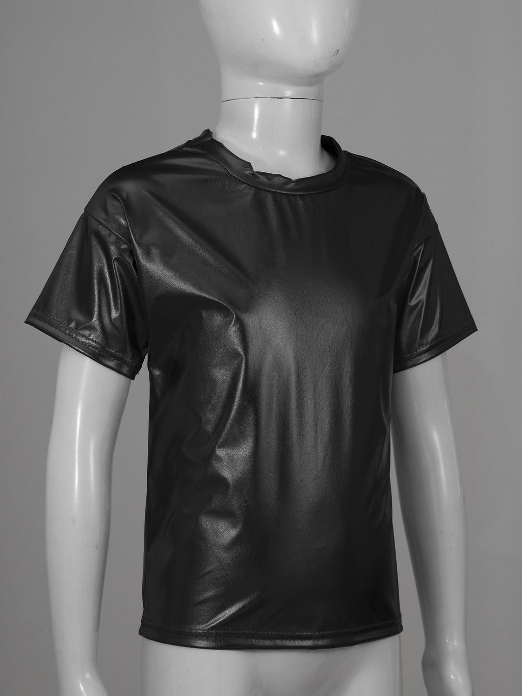 Children T-Shirt Shiny Metallic Short Sleeve Clothes Girl Boys Kids T-Shirt Hip Hop Jazz Dance Costume Top Performance Dancewear
