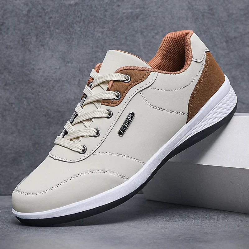YRZL Men's Shoes Spring Autumn Waterproof Walking Sneakers Leisure Male Leather Sports Shoes Non-Slip Footwear Tennis for Men