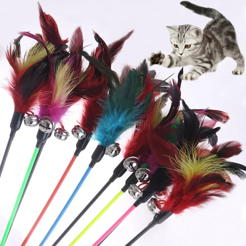 Canne à Pêche Plumes & Clochette pour Chat & Chaton – Jouet Interactif 50cm