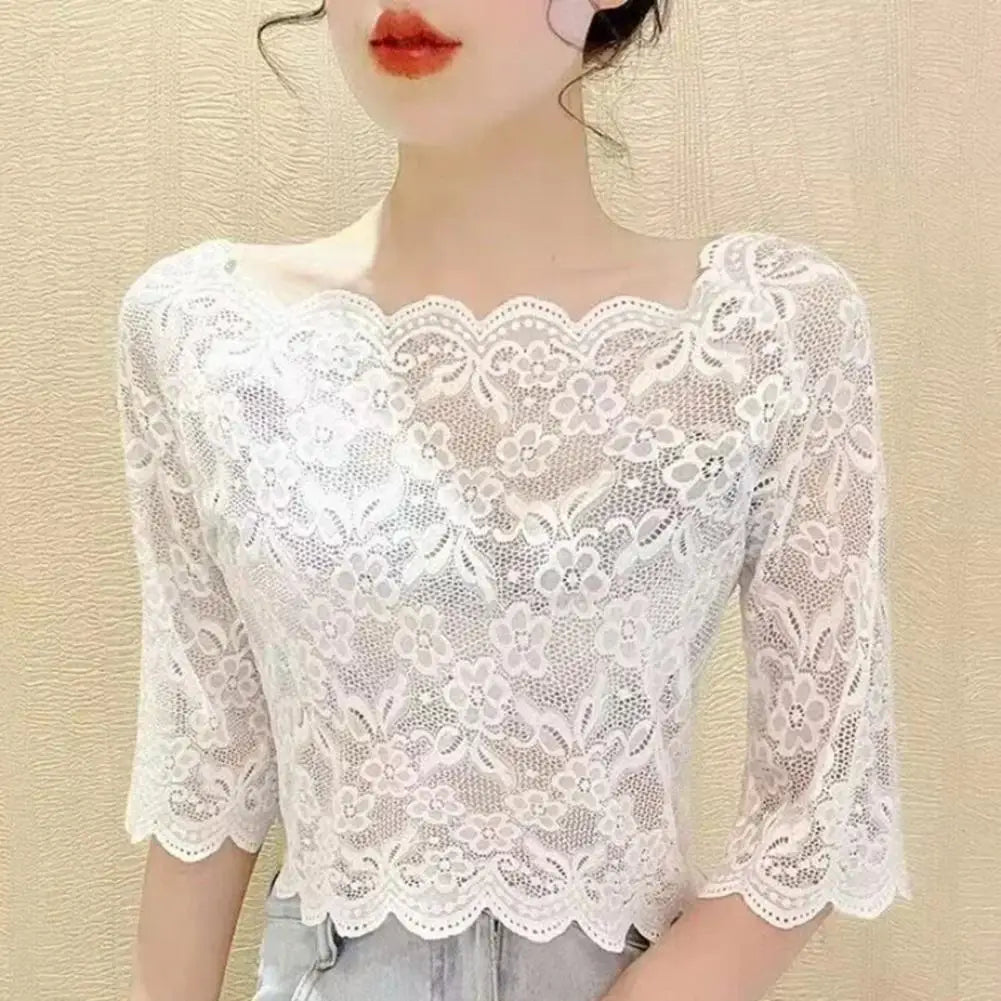 Women Detachable Fake Collar Half Shirt Blouse Sweet Crochet Floral Lace Collars Wedding Dress Neck Cover Summer Elegant